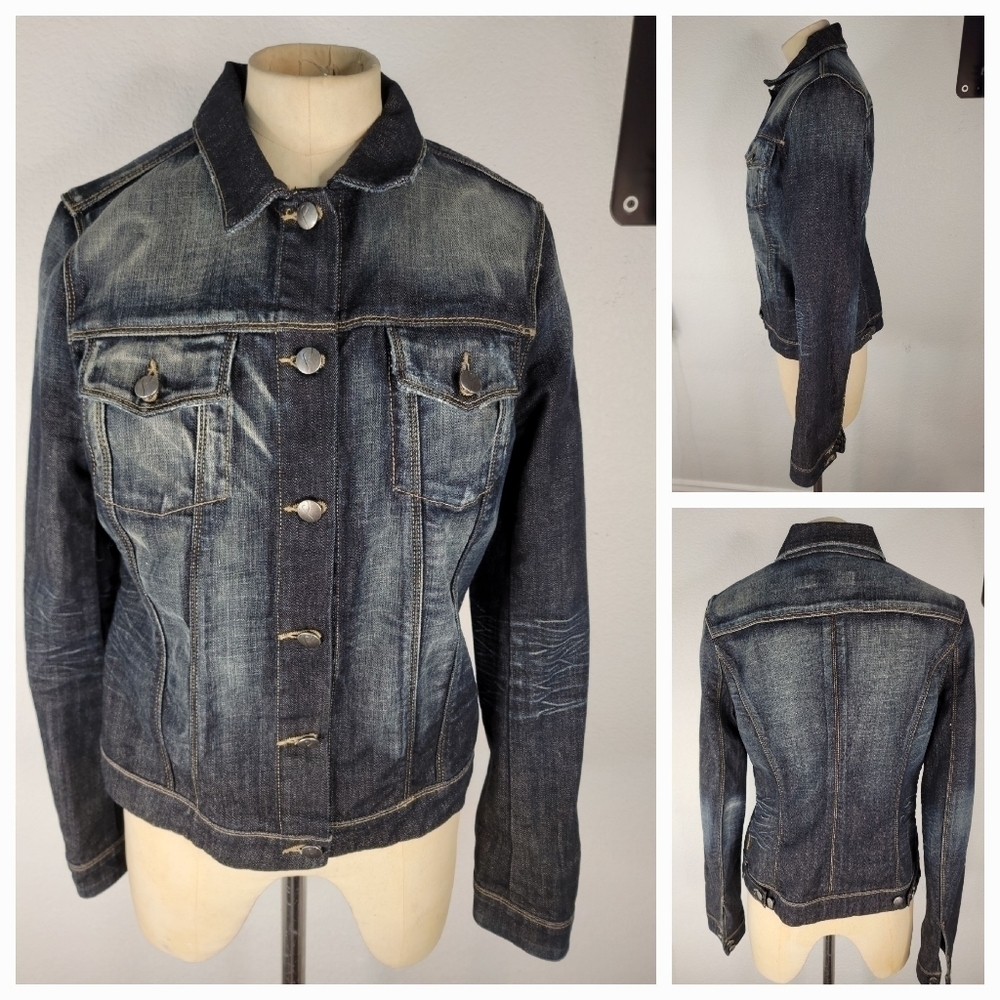 Paige Sz M Vermont Denim Jean Jacket Dark Wash
